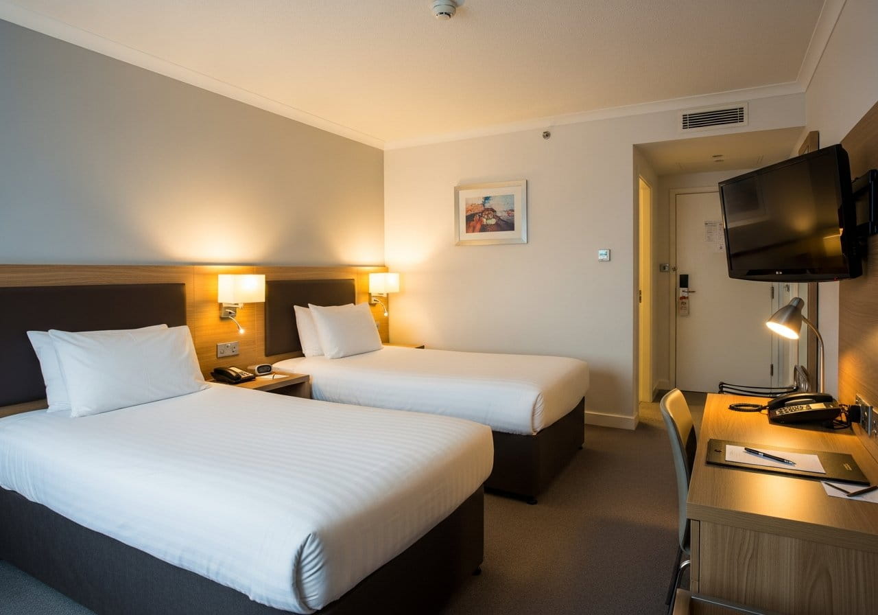 A comfortable 3-star hotel room, illustrating our 3-star Umrah packages