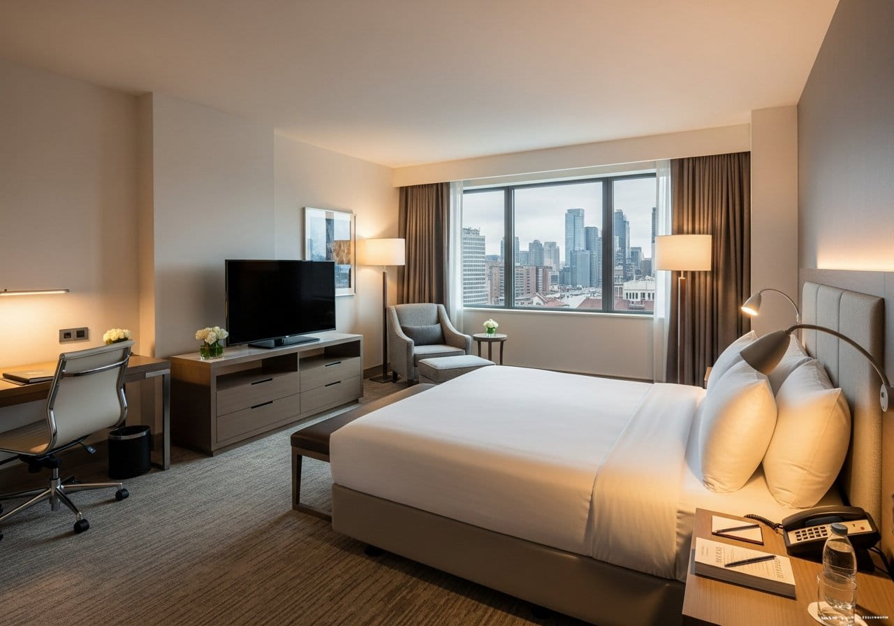 An elegant 4-star Umrah hotel room
