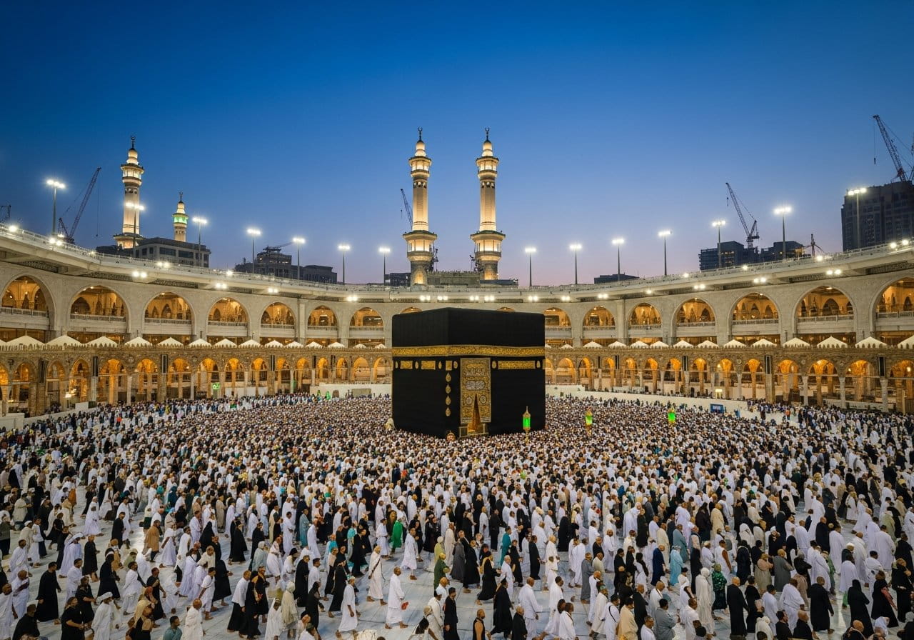 The Holy Kaaba at Masjid al-Haram in Makkah, illustrating our 3-star Umrah packages
